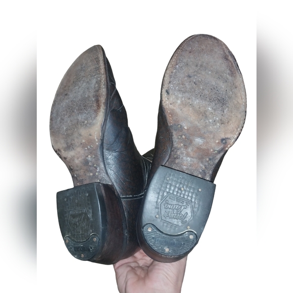 Tony Lama 16" black buckaroo Western Boots size 8 - Picture 7 of 9